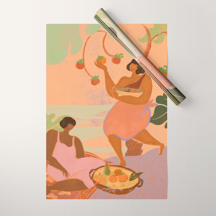 Persimmons in Autumn Wrapping Paper Gallery Image 1