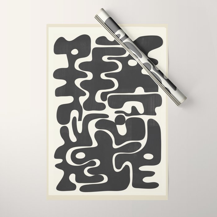 Minimal Abstract Maze - Noir Wrapping Paper Gallery Image 1