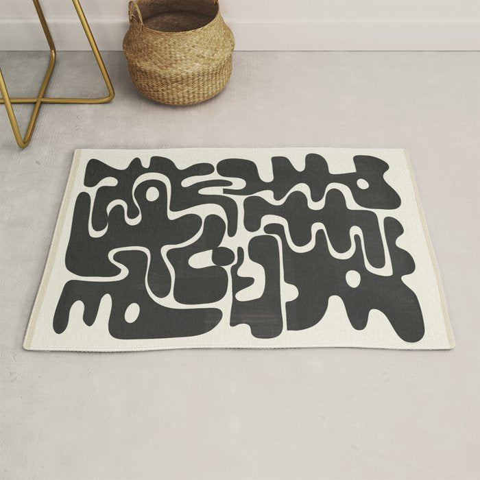 Minimal Abstract Maze - Noir Rug Gallery Image 1