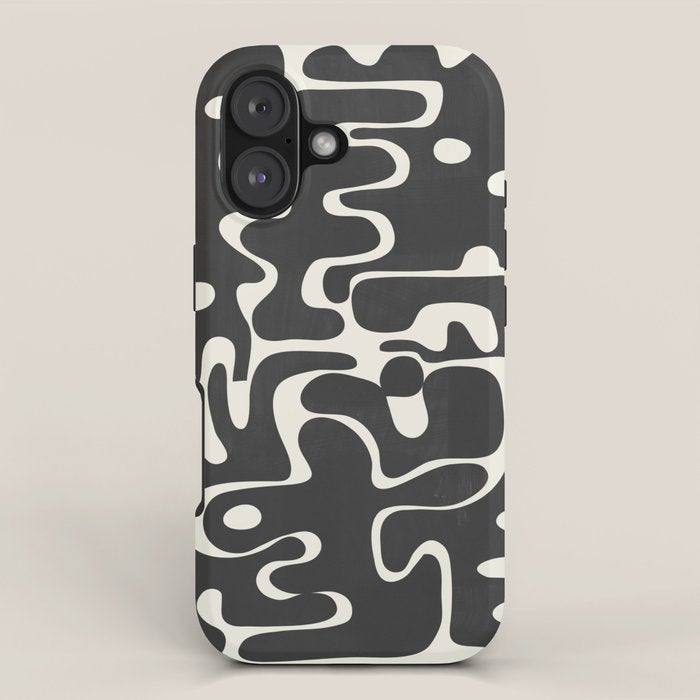 Minimal Abstract Maze - Noir iPhone Case Gallery Image 1