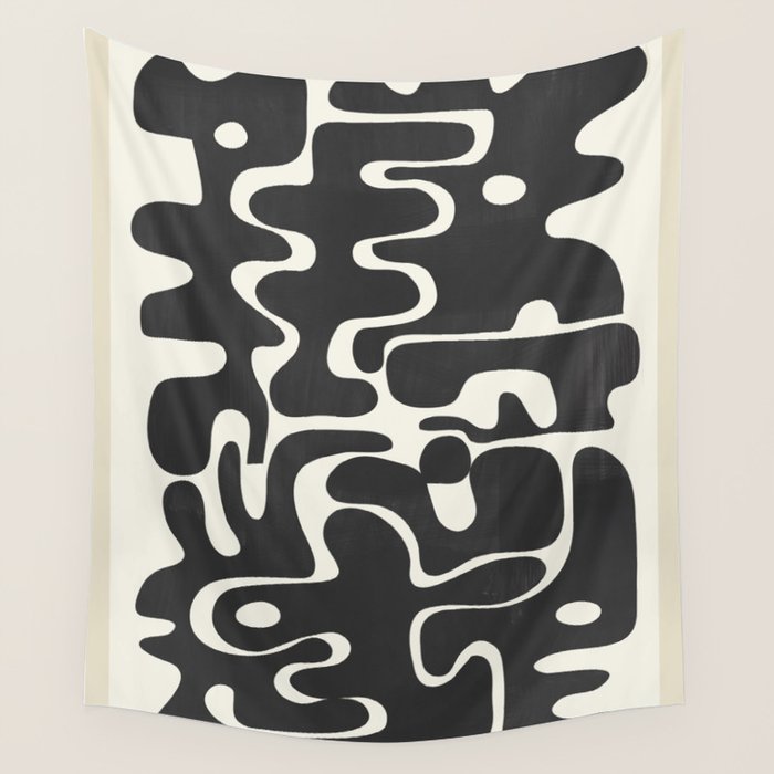 Minimal Abstract Maze - Noir Wall Tapestry Gallery Image 4