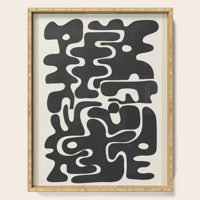 Minimal Abstract Maze - Noir Serving Tray Gallery Image 1