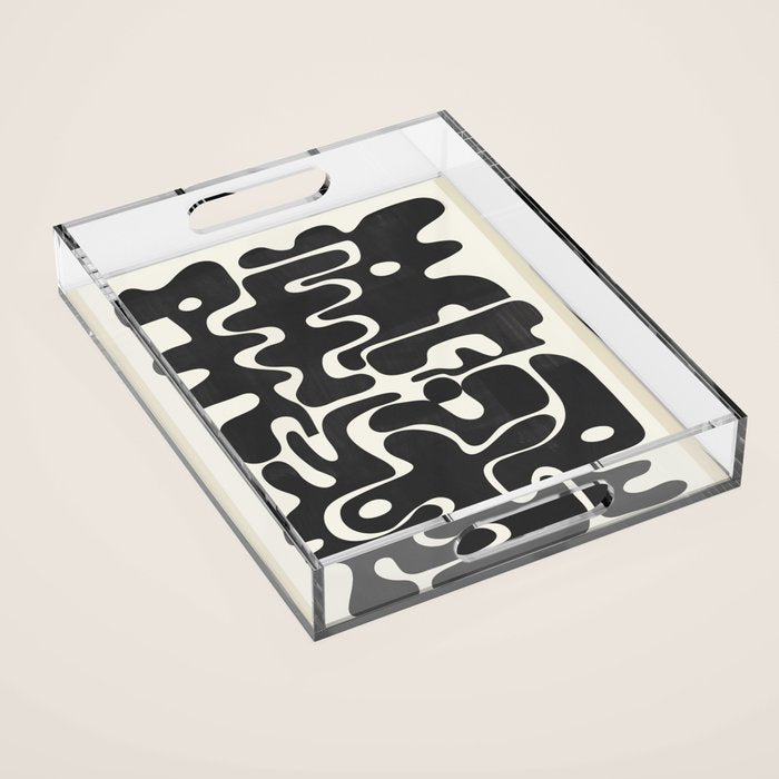 Minimal Abstract Maze - Noir Acrylic Tray Gallery Image 1