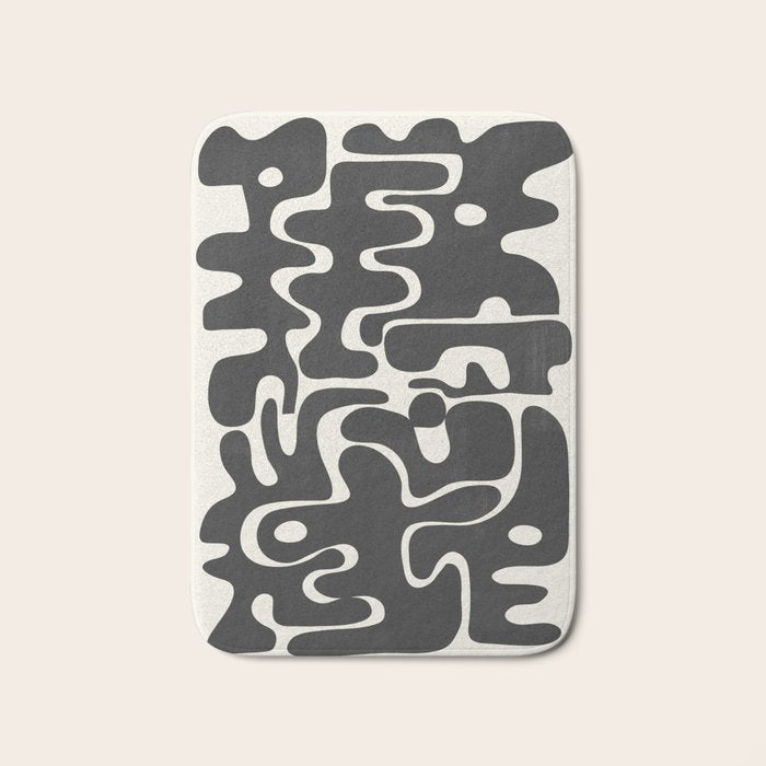 Minimal Abstract Maze - Noir Bath Mat Gallery Image 1