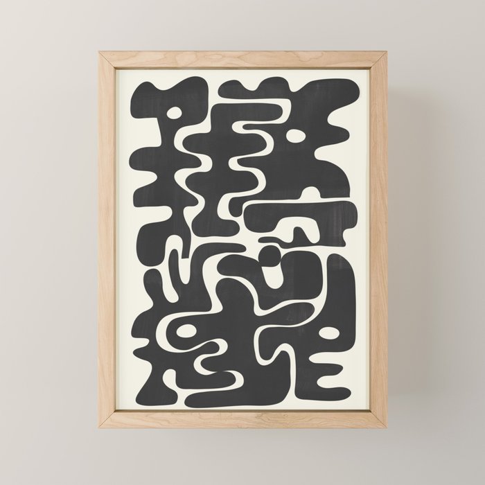 Minimal Abstract Maze - Noir Mini Art Print Gallery Image 1