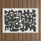 Minimal Abstract Maze - Noir Outdoor Rug Gallery Image 1