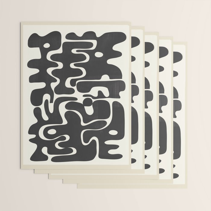 Minimal Abstract Maze - Noir Wrapping Paper Gallery Image 3