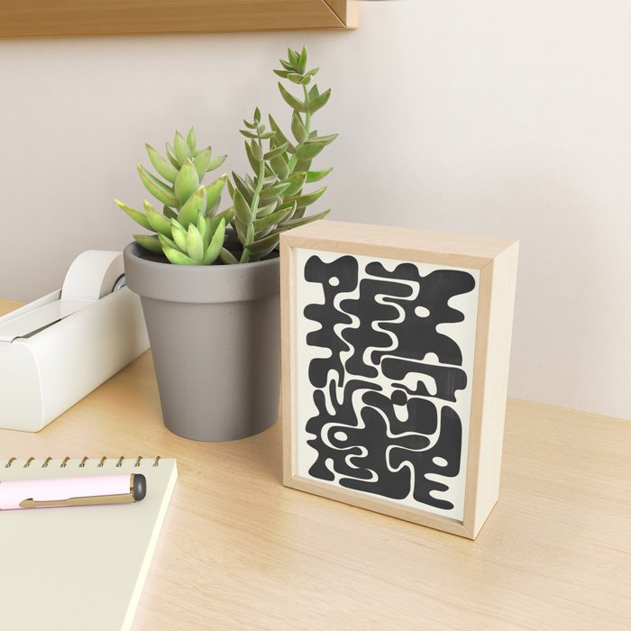 Minimal Abstract Maze - Noir Mini Art Print Gallery Image 2