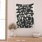 Minimal Abstract Maze - Noir Wall Tapestry Gallery Image 2