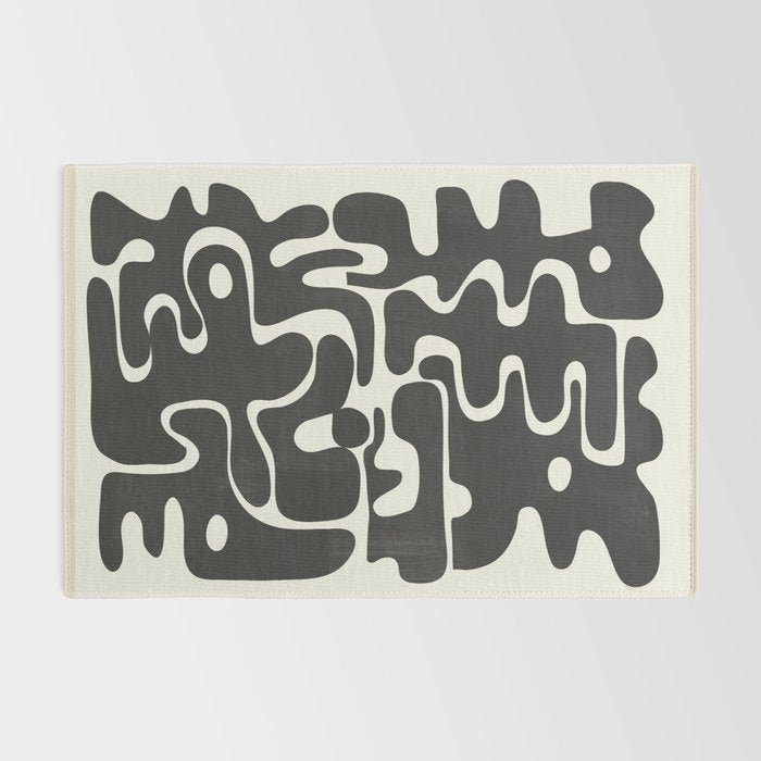 Minimal Abstract Maze - Noir Rug Gallery Image 2