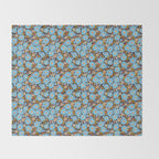 Blue Floral Retro Throw Blanket Gallery Image 2