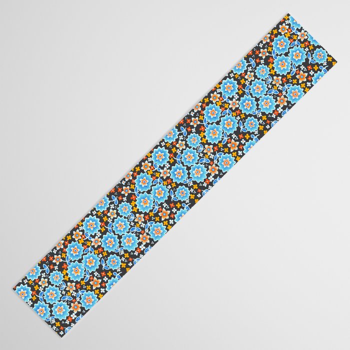Blue Floral Retro Table Runner Gallery Image 3