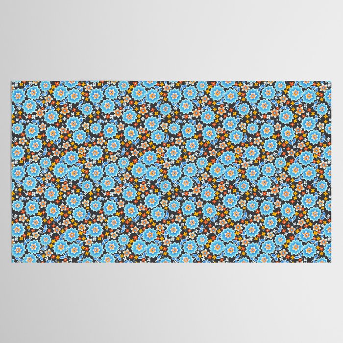 Blue Floral Retro Tablecloth Gallery Image 2