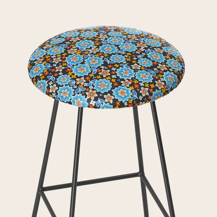 Blue Floral Retro Stool Gallery Image 2