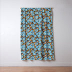 Blue Floral Retro Window Curtain Gallery Image 3