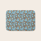 Blue Floral Retro Bath Mat Gallery Image 1