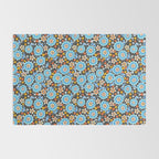 Blue Floral Retro Rug Gallery Image 2