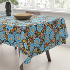 Blue Floral Retro Tablecloth Gallery Image 3