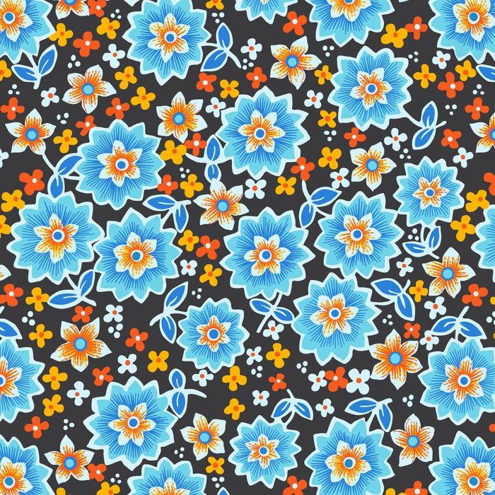 Blue Floral Retro Coffee Mug Gallery Image 2