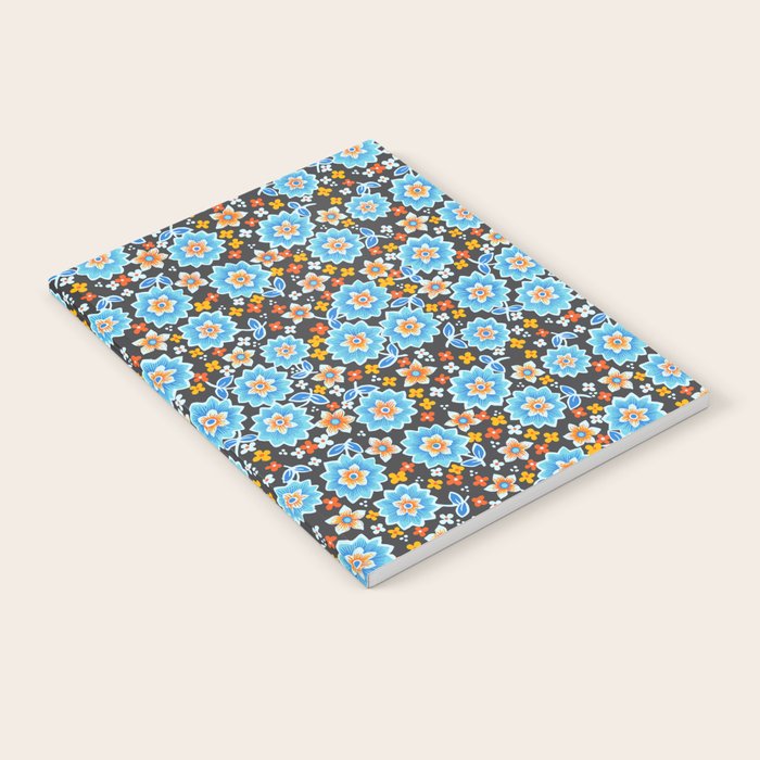 Blue Floral Retro Notebook Gallery Image 2