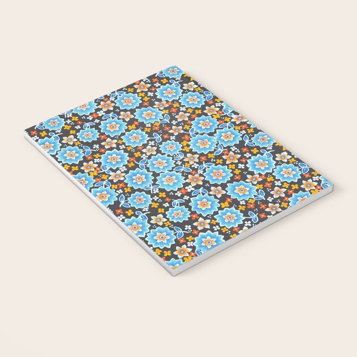 Blue Floral Retro Notebook Gallery Image 3