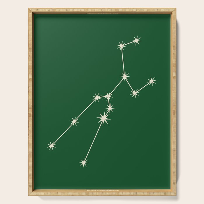 Taurus Zodiac Star Constellation Line Art Green Serving Tray Gallery Image 1