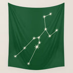 Taurus Zodiac Star Constellation Line Art Green Wall Tapestry Gallery Image 4