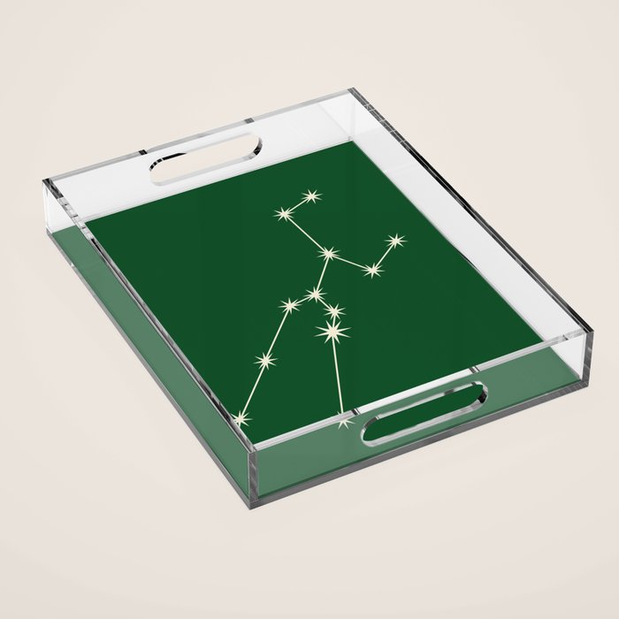 Taurus Zodiac Star Constellation Line Art Green Acrylic Tray Gallery Image 1