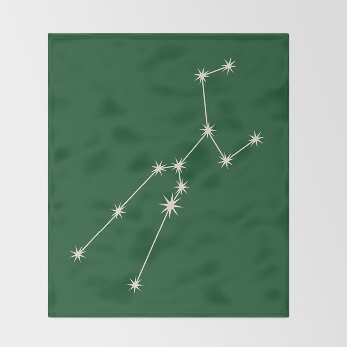 Taurus Zodiac Star Constellation Line Art Green Throw Blanket Gallery Image 2