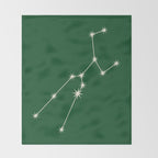 Taurus Zodiac Star Constellation Line Art Green Throw Blanket Gallery Image 2