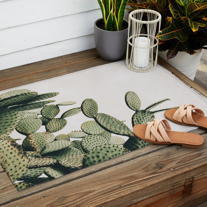 Cactus on blue sky #society6 #decor #buyart Outdoor Rug Gallery Image 2