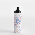 Playful Floral Garden Pattern  Pink Blue and Lavender Flowers with Butterflies and Bows Water Bottle Gallery Image 2