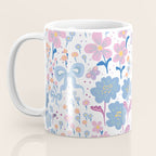 Playful Floral Garden Pattern  Pink Blue and Lavender Flowers with Butterflies and Bows Coffee Mug Gallery Image 3