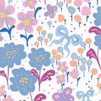 Playful Floral Garden Pattern  Pink Blue and Lavender Flowers with Butterflies and Bows Coffee Mug Gallery Image 2