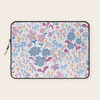 Playful Floral Garden Pattern  Pink Blue and Lavender Flowers with Butterflies and Bows Laptop Sleeve Gallery Image 1