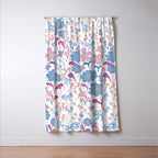 Playful Floral Garden Pattern  Pink Blue and Lavender Flowers with Butterflies and Bows Window Curtain Gallery Image 3