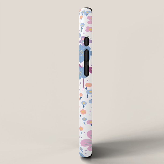 Playful Floral Garden Pattern  Pink Blue and Lavender Flowers with Butterflies and Bows iPhone Case Gallery Image 2