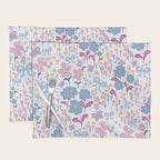 Playful Floral Garden Pattern  Pink Blue and Lavender Flowers with Butterflies and Bows Placemat Gallery Image 1