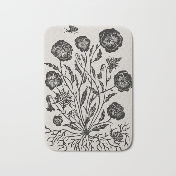 Pansies with Bumblebees Bath Mat Gallery Image 1