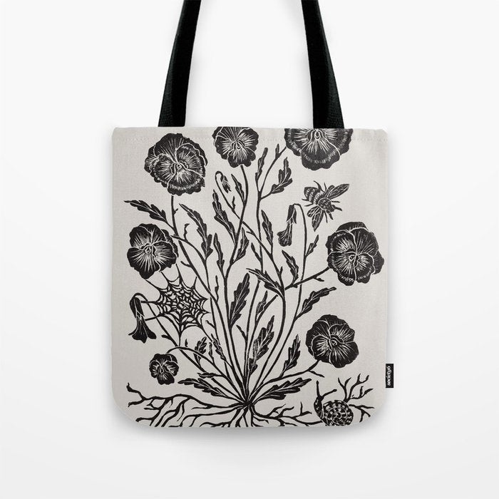 Pansies with Bumblebees Tote Bag Gallery Image 1