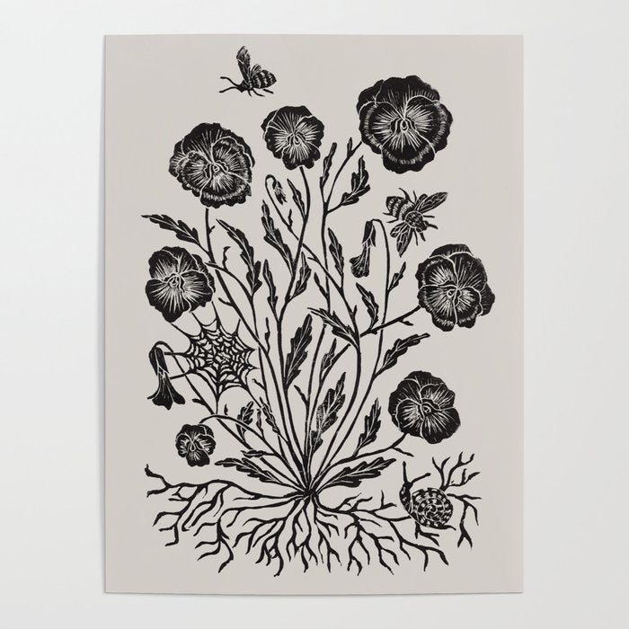 Pansies with Bumblebees Poster Gallery Image 4