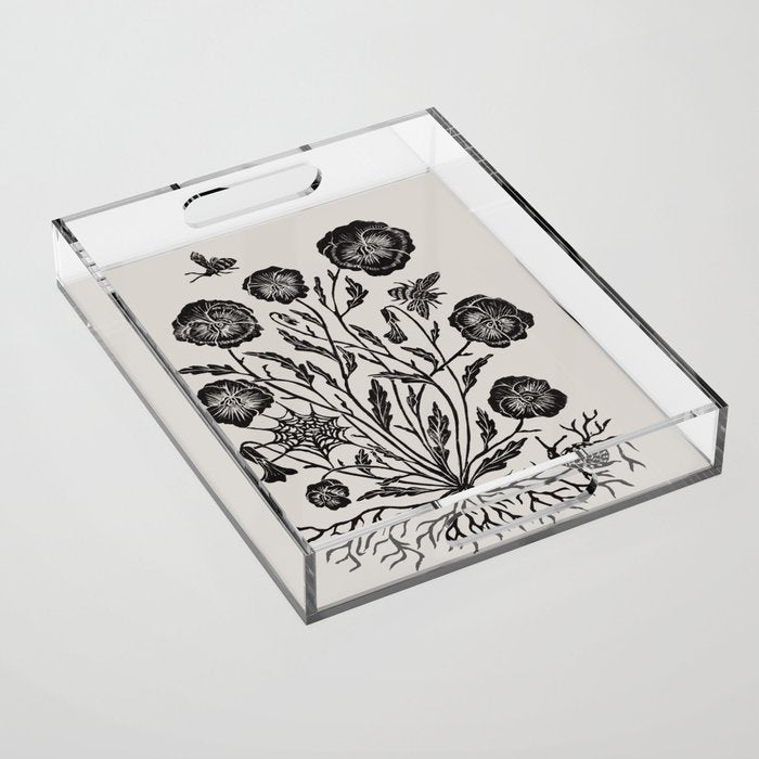 Pansies with Bumblebees Acrylic Tray Gallery Image 1