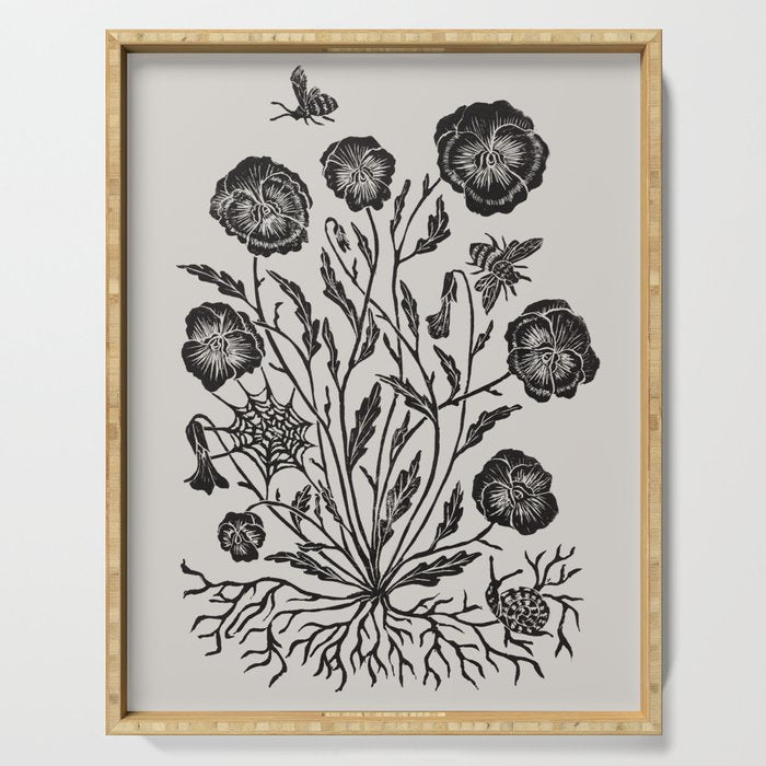 Pansies with Bumblebees Serving Tray Gallery Image 1