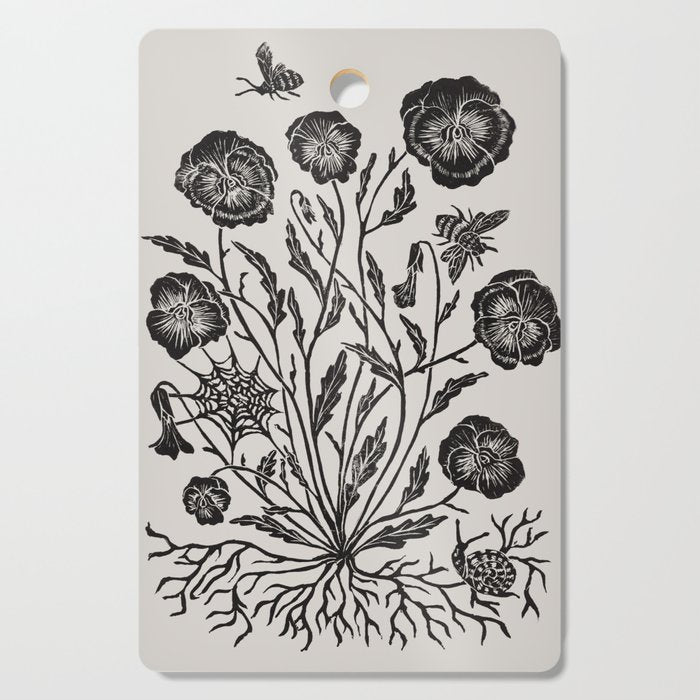 Pansies with Bumblebees Cutting Board Gallery Image 1