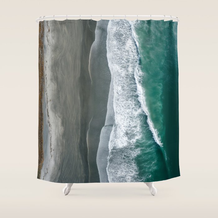 Aerial Coastlines - Modern Ocean Photography Print Shower Curtain Gallery Image 1