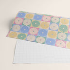 Retro Flowers Check Pattern XXIV Wrapping Paper Gallery Image 2