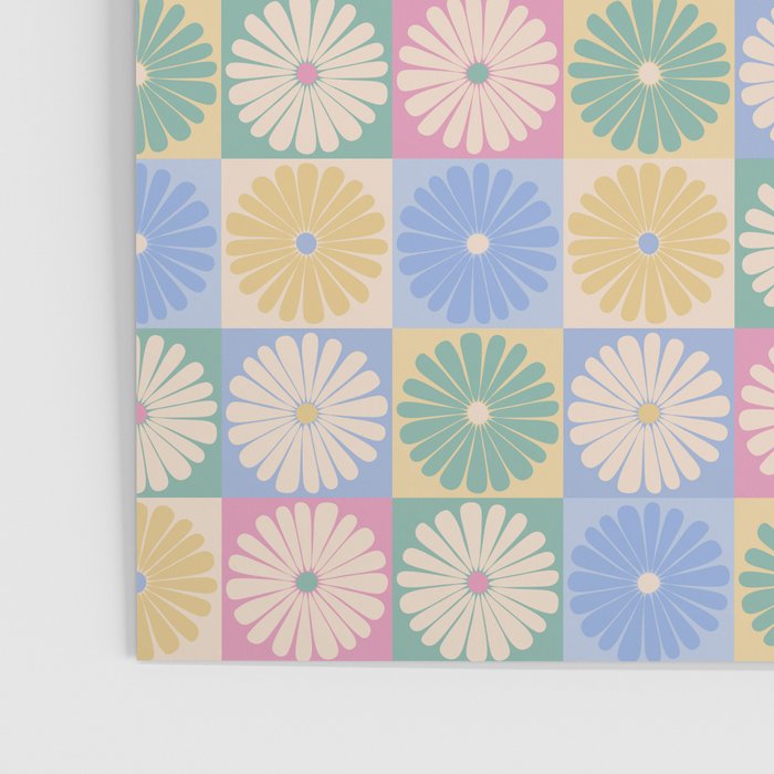 Retro Flowers Check Pattern XXIV Poster Gallery Image 3