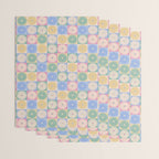 Retro Flowers Check Pattern XXIV Wrapping Paper Gallery Image 3