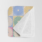 Retro Flowers Check Pattern XXIV Throw Blanket Gallery Image 3