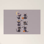 Cute Halloween Witch Cats and Pumpkins  Welcome Mat Gallery Image 1